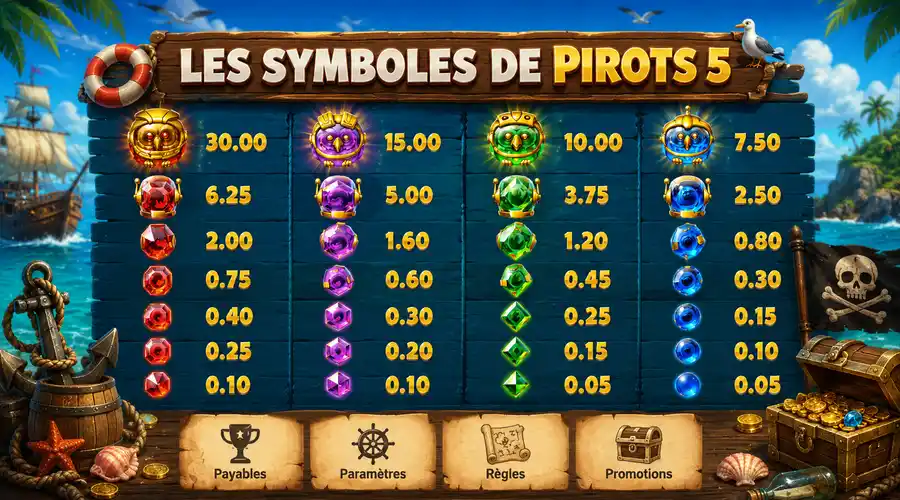Les symboles de Pirots 5
